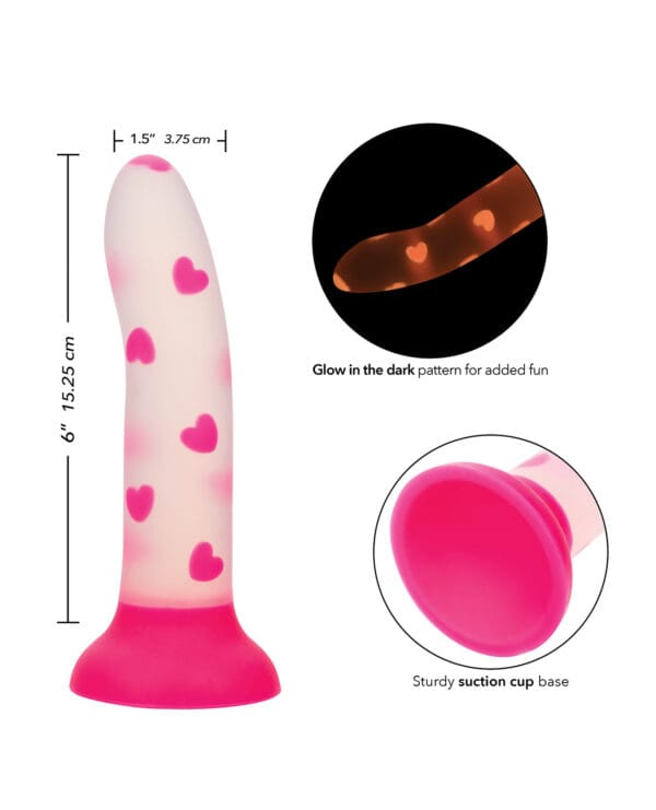 Glow Stick Heart Suction Cup Glow-in-the-Dark Dildo - Pink - Image 5