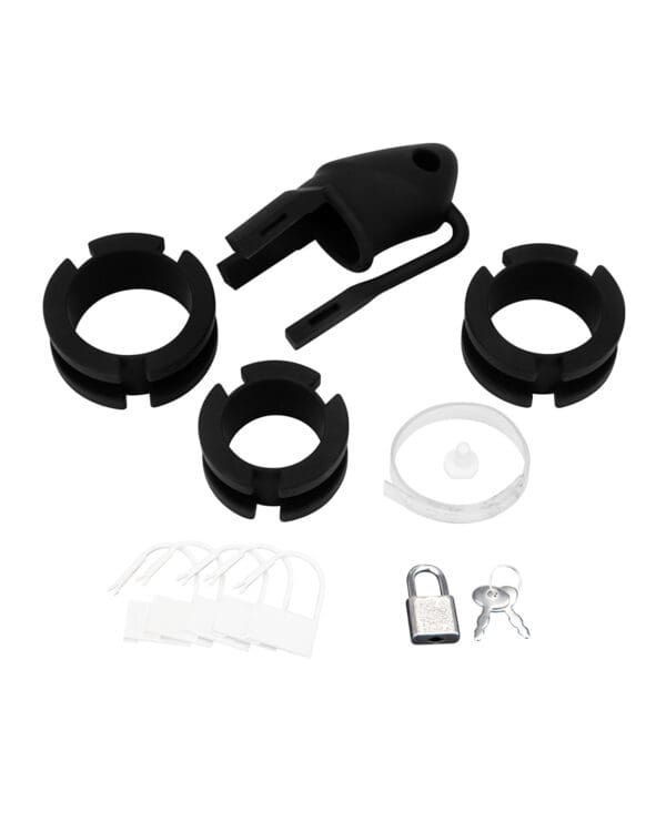Blue Line 2" Silicone Mini Cock Cage With Ball Divider - Black - Image 4
