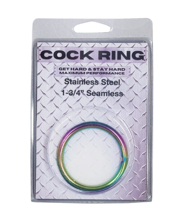 Plesur 2" Metal Cock Ring - Rainbow - Image 2