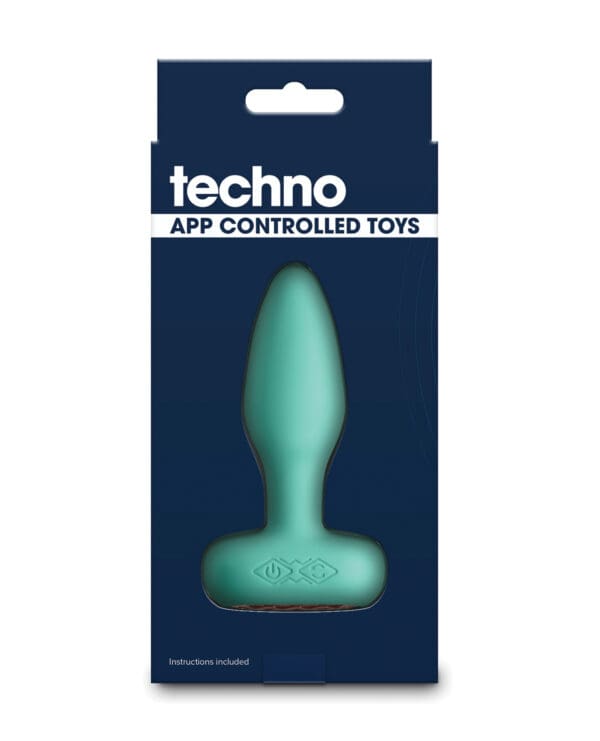 Techno Prism App Controlled Rotating & Vibrating Anal Plug - Teal - Image 2