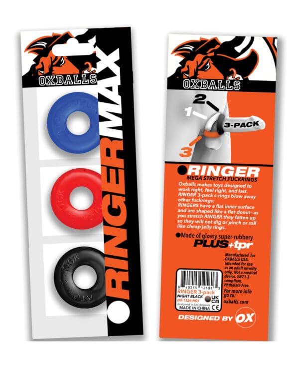 Oxballs Ringer Max 3 Pack Cockrings - Multi Color - Image 3
