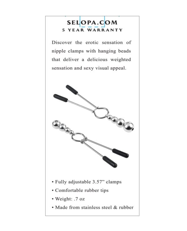 Selopa Beaded Nipple Clamps - Silver - Image 5