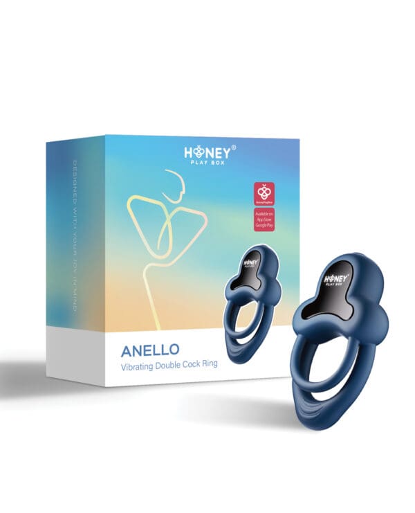 Anello Vibrating Double Cock Ring w/Clitoral Stimulator - Blue - Image 5