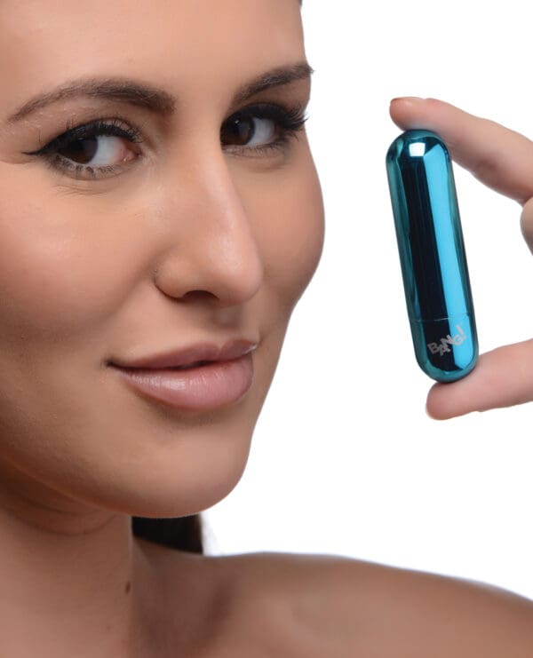 Bang! 10X Rechargeable Vibrating Metallic Bullet - Blue - Image 5