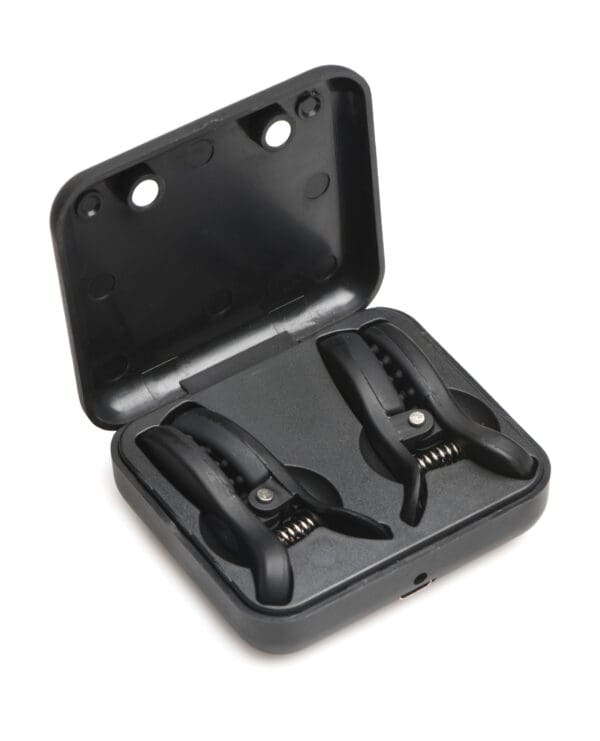 Master Series Dark Grip Vibrating Nipple Clamps - Black - Image 3