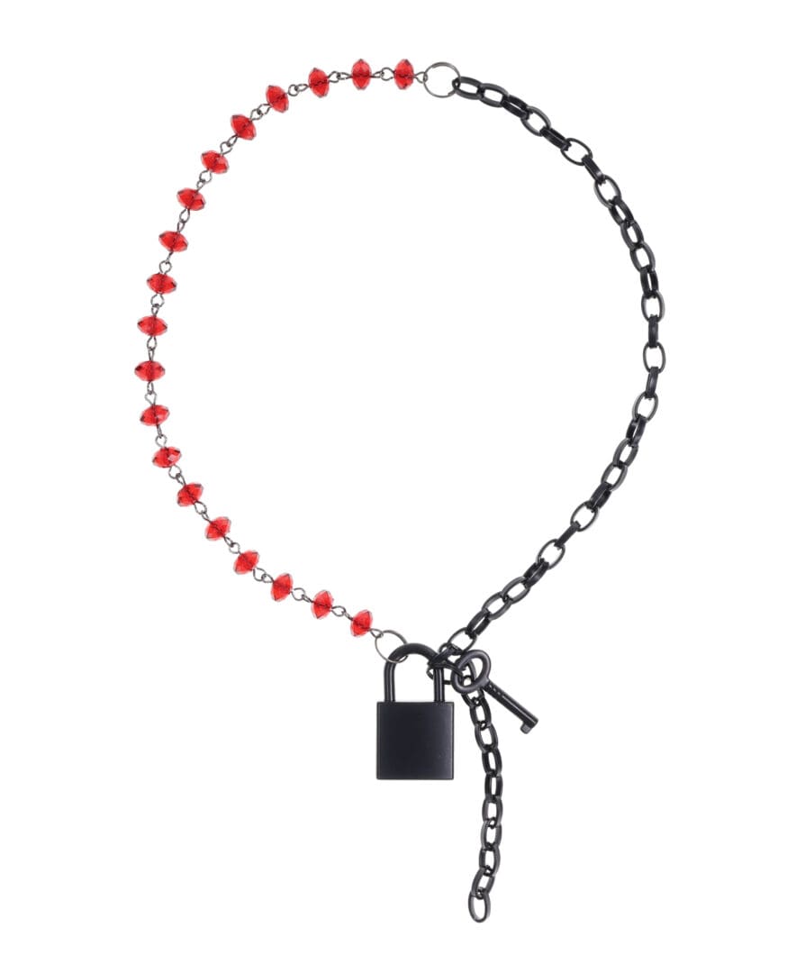 Sex & Mischief Ex's & Oh's Crystal Day Collar - Red/Black - Image 2
