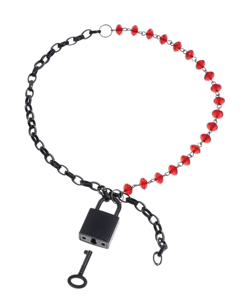 Sex & Mischief Ex's & Oh's Crystal Day Collar - Red/Black - Image 3