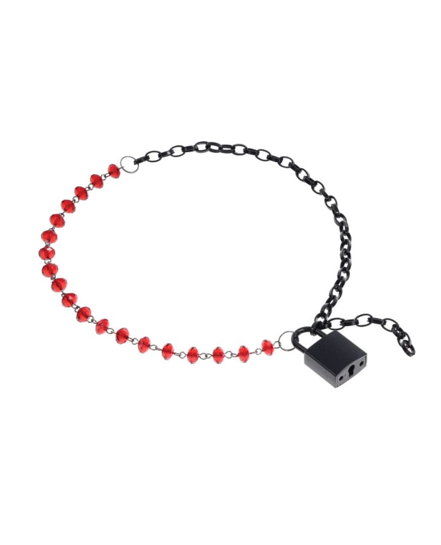Sex & Mischief Ex's & Oh's Crystal Day Collar - Red/Black - Image 4