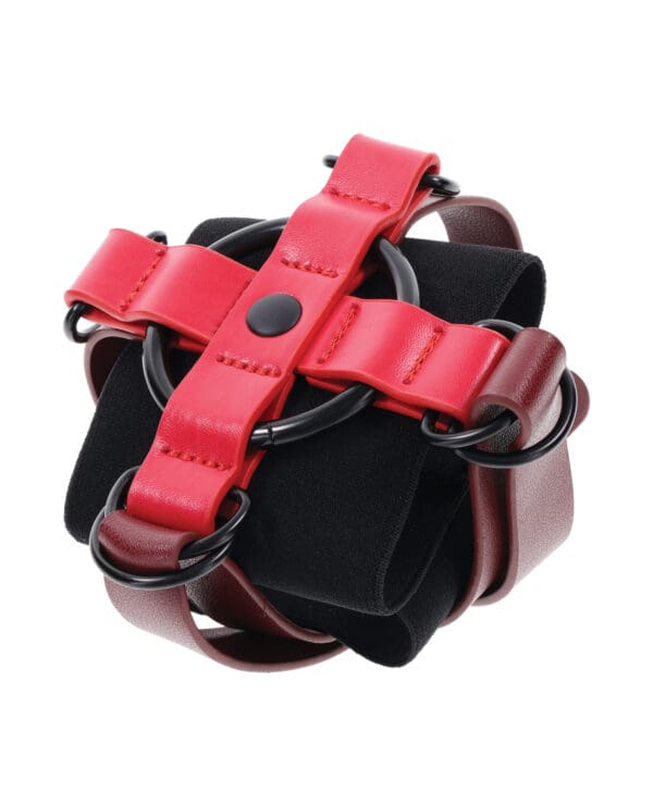 Sex & Mischief Ex's & Oh's Cross Cuffs - Red/Black - Image 2
