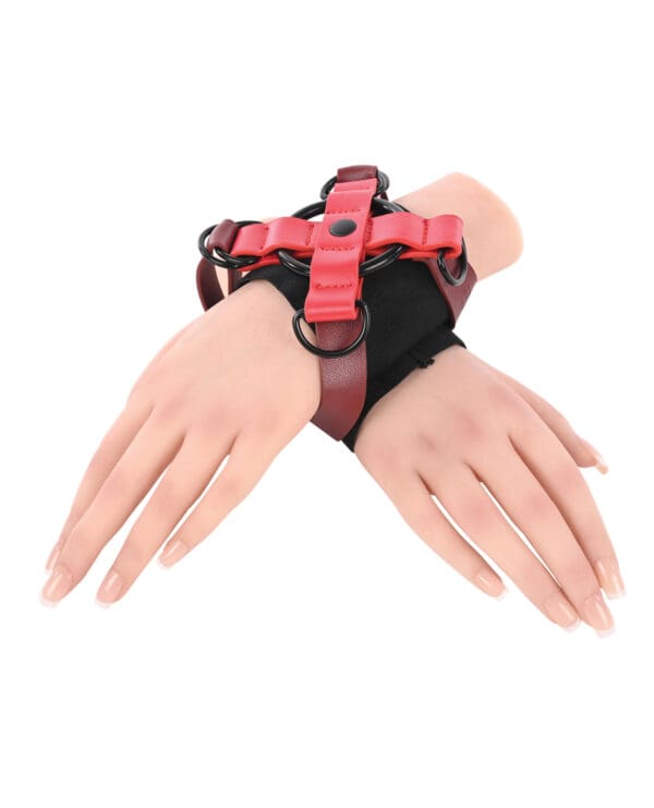 Sex & Mischief Ex's & Oh's Cross Cuffs - Red/Black - Image 5