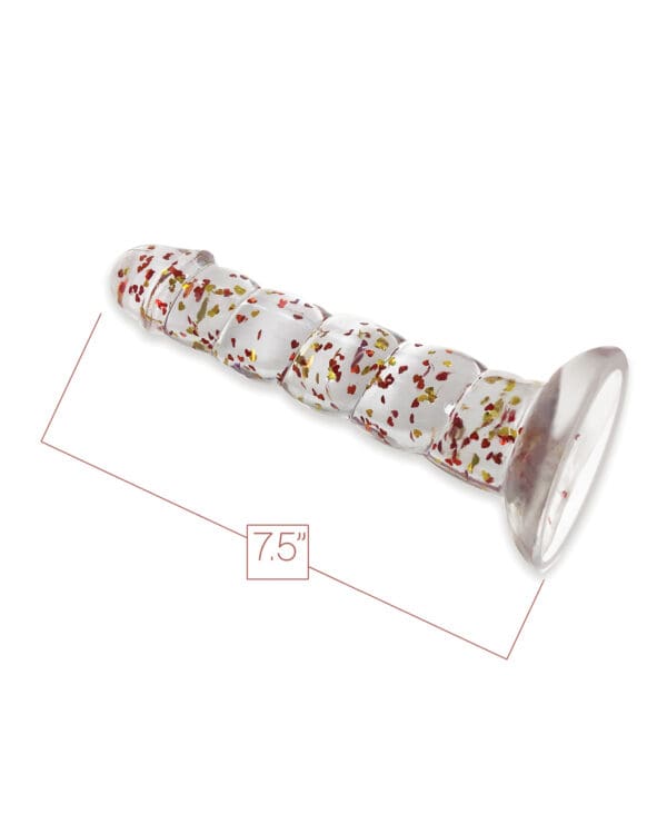 Glittergasm 7.5" Swirls Dildo - Red/Gold/Orange - Image 3