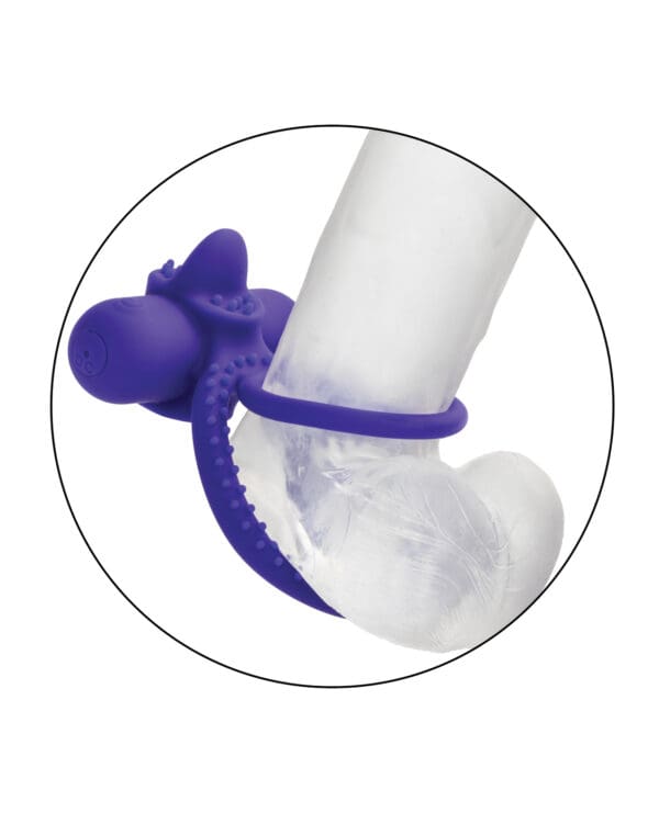 Couple's Enhancer Silicone Rechargeable Dual Climaxer Enhancer w/Flickering Tongue - Purple - Image 5