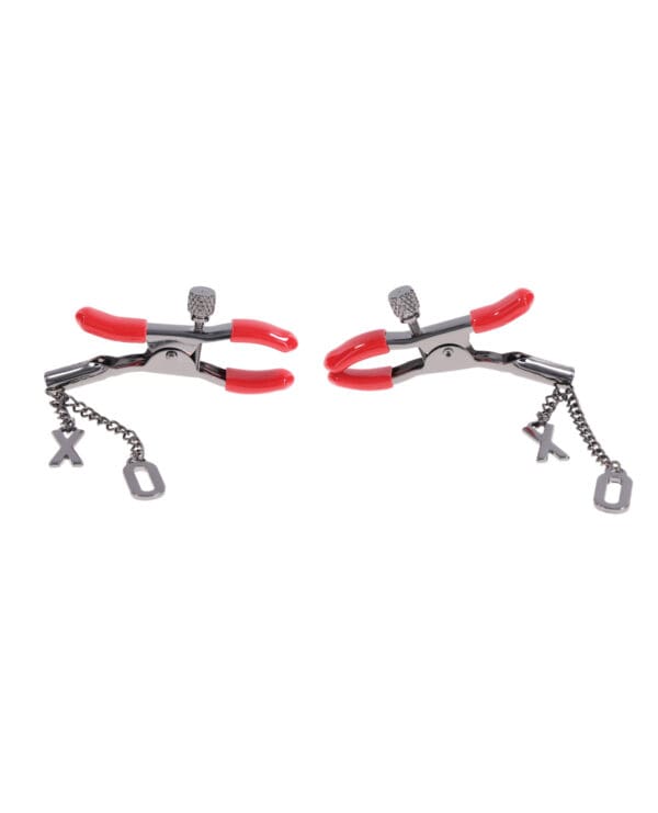 Sex & Mischief Ex's & Oh's Nipple Clmaps - Red/Black - Image 4