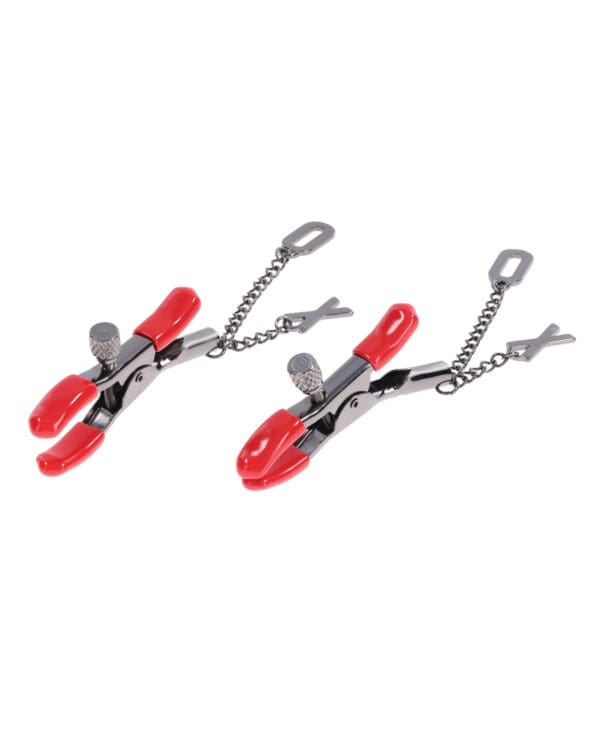 Sex & Mischief Ex's & Oh's Nipple Clmaps - Red/Black - Image 5