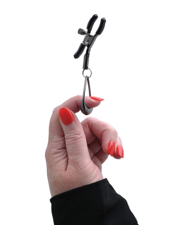 Sportsheets Velvet Noir Tuggable Nipple Clamps - Black - Image 5