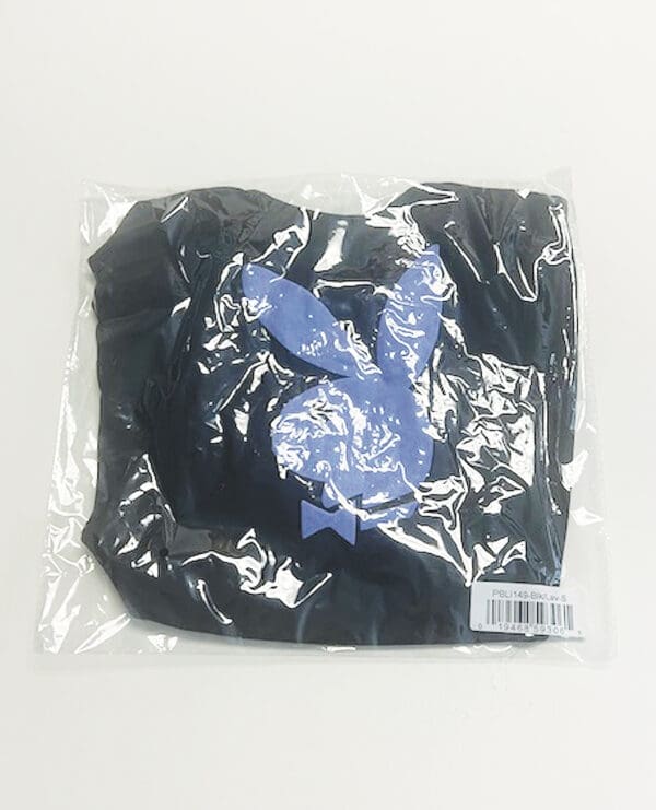 Playboy Scoop Neck Teddy w/Thong Back & Bunny Logo - Black/Lavender 2X - Image 3