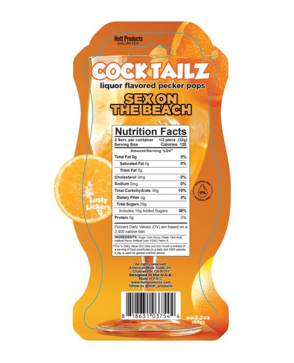 Cock Tailz Liquor Flavored Pecker Pops - Sex on the Beach Orange/White Stripe - Image 3