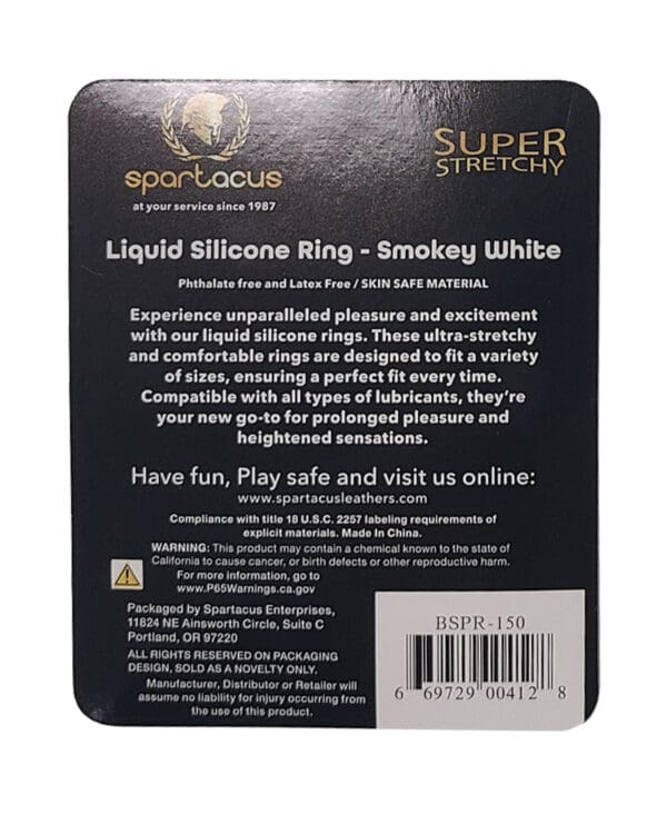 Spartacus Liquid Silicone Cock Ring - Smokey White - Image 3