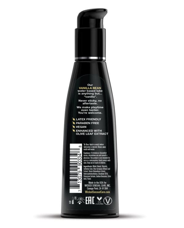 Wicked Sensual Care Aqua Water Based Lubricant - 4 oz Vanilla Bean - Image 2