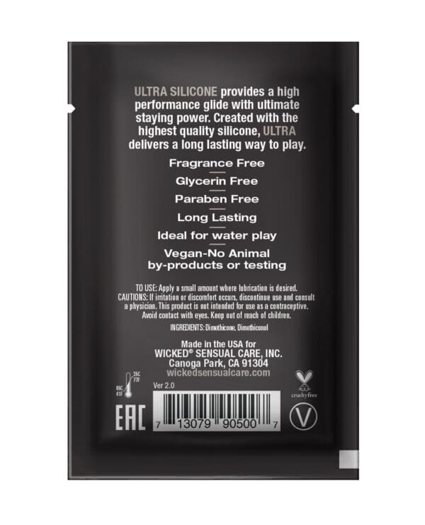 Wicked Sensual Care Ultra Silicone Based Lubricant - .1 oz Fragrance Free - Image 2