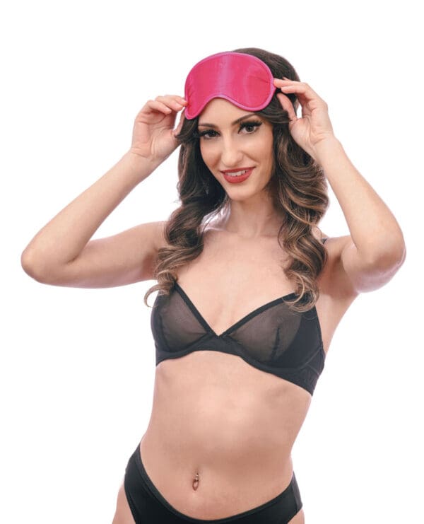 Sex & Mischief Satin Blindfold - Hot Pink - Image 4