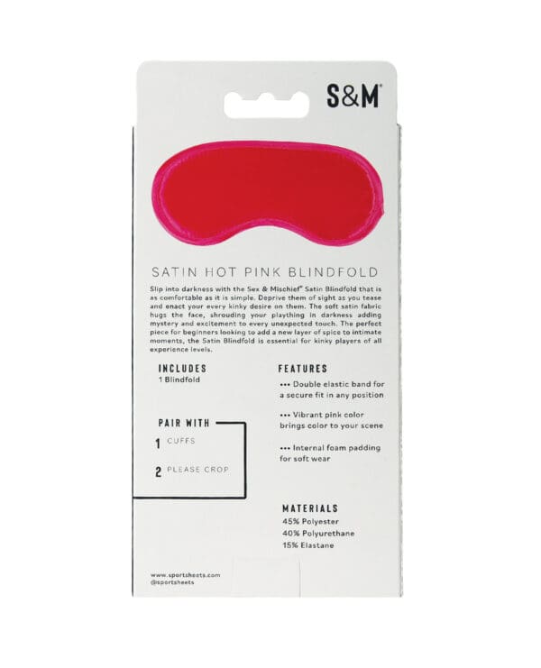 Sex & Mischief Satin Blindfold - Hot Pink - Image 5