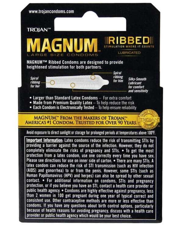Trojan Magnum Ribbed Condoms - Box of 3 - Image 2