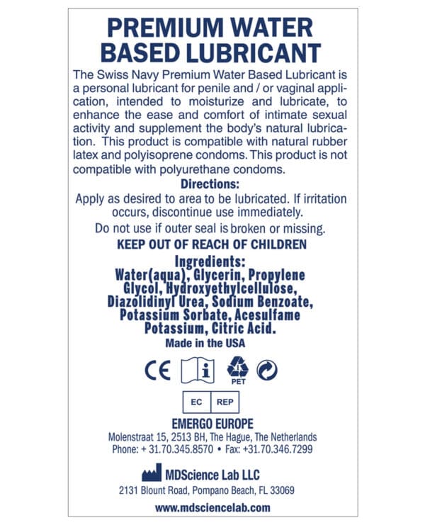 Swiss Navy Water Based Lube - 16 oz - Image 2