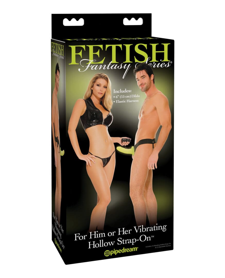 Fetish Fantasy Series for Him or Her Vibrating Hollow Strap-On - Glow in the Dark