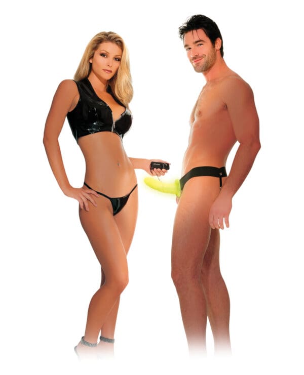 Fetish Fantasy Series for Him or Her Vibrating Hollow Strap-On - Glow in the Dark - Image 2