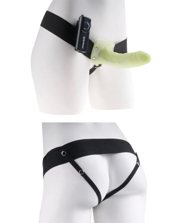 Fetish Fantasy Series for Him or Her Vibrating Hollow Strap-On - Glow in the Dark - Image 5