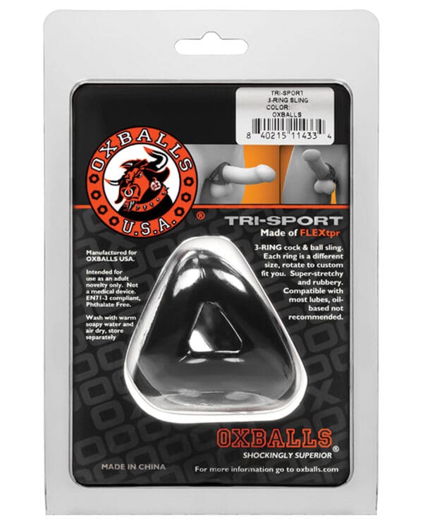 Oxballs Atomic Jock Tri Sport 3 Ring Sling Cockring - Black - Image 3