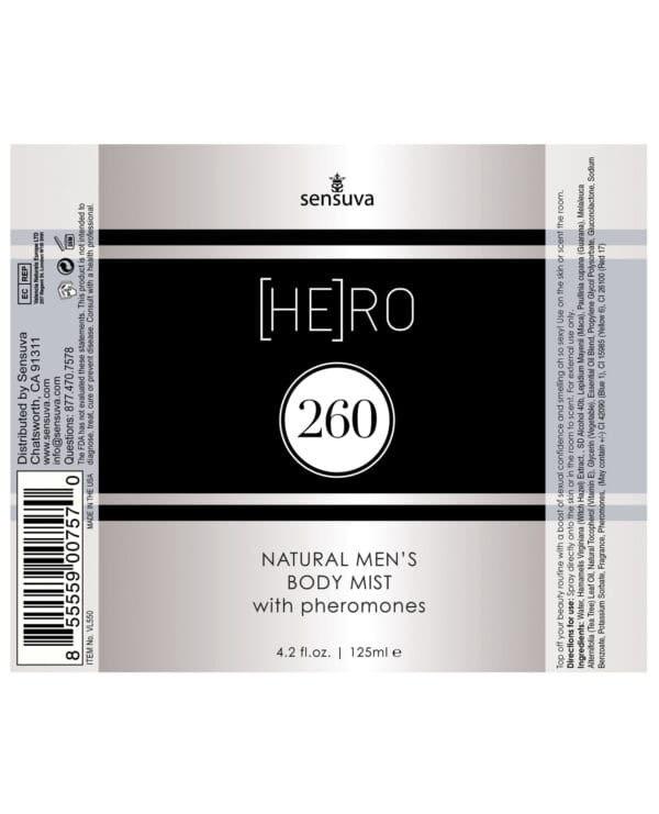 Sensuva Hero 260 Male Body Mist - 4.2 oz - Image 2