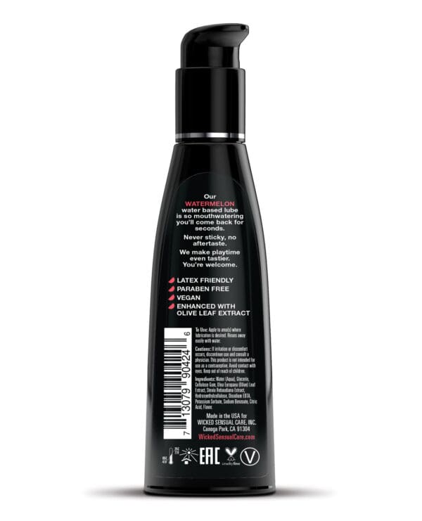 Wicked Sensual Care Aqua Water Based Lubricant - 4 oz Watermelon - Image 2