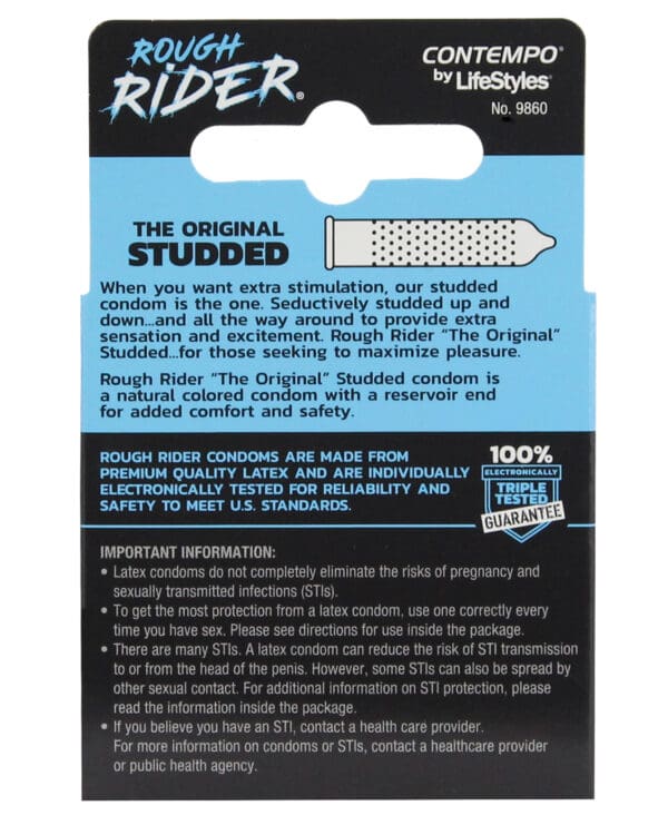 Lifestyles Rough Rider Studded Condom Pack - Pack of 3 - Image 2