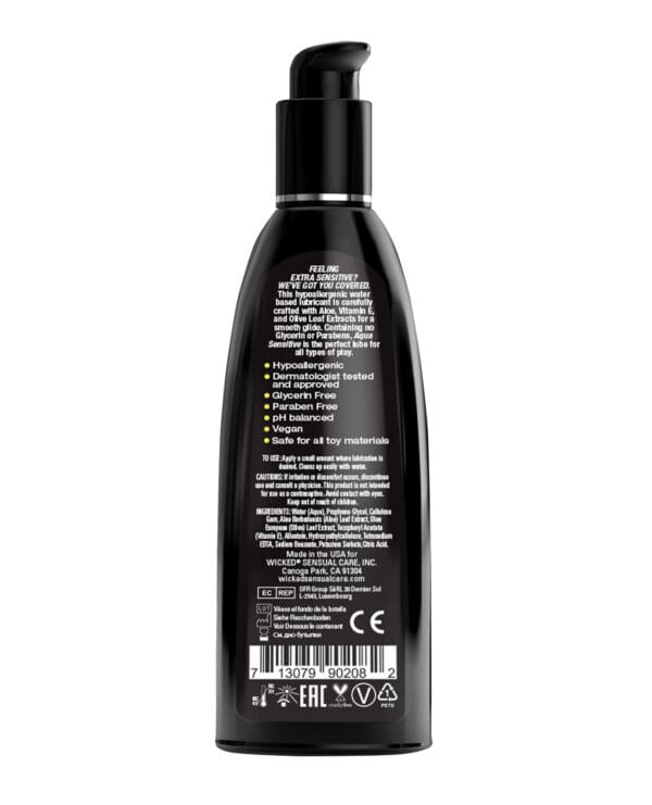 Wicked Sensual Care Hypoallergenic Aqua Sensitive Water Based Lubricant - 8 oz Unscented - Image 2