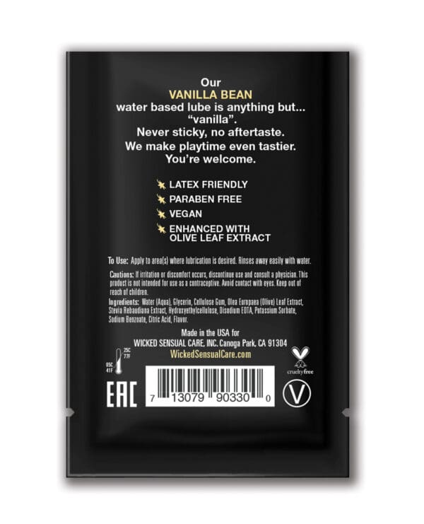 Wicked Sensual Care Water Based Lubricant - .1 oz Vanilla Bean - Image 2
