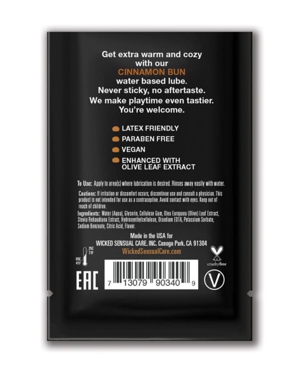 Wicked Sensual Care Aqua Water Based Lubricant - .1 oz Cinnamon Bun - Image 2