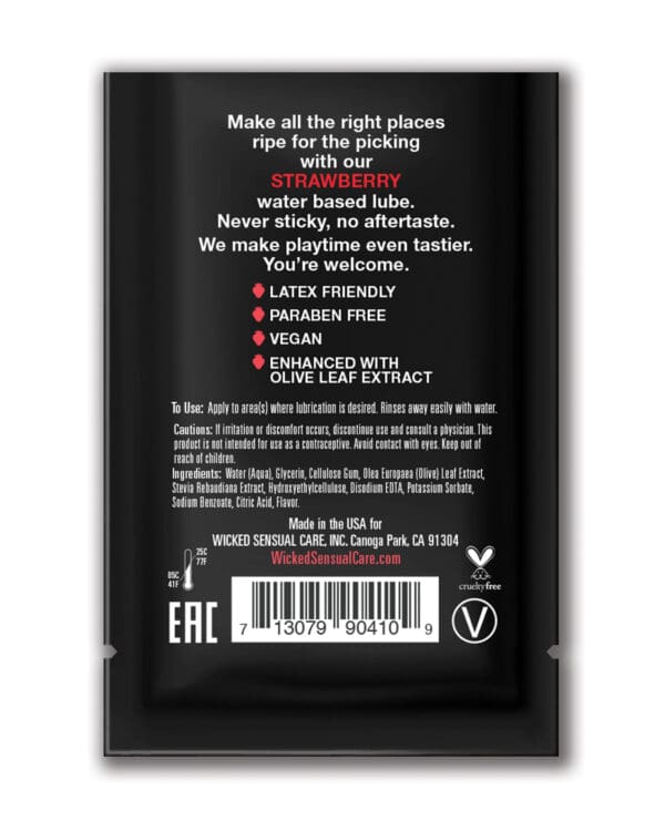 Wicked Sensual Care Water Based Lubricant - .1 oz Strawberry - Image 2