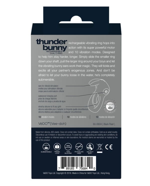 VeDO Thunder Bunny Rechargeable Dual Ring - Black Pearl - Image 2