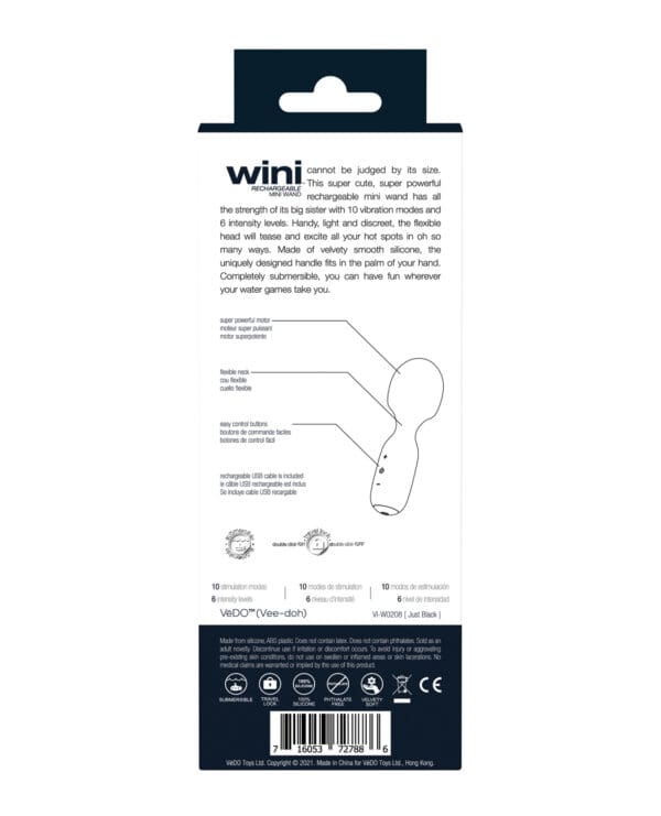 VeDO Wini Rechargeable Mini Wand - Just Black - Image 2