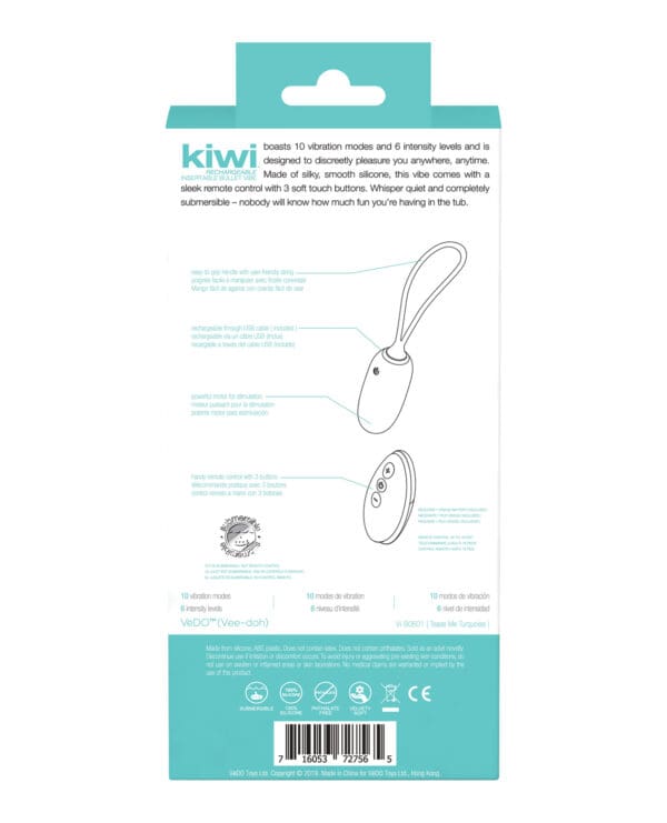 VeDO KIWI Rechargeable Insertable Bullet - Tease Me Turquoise - Image 2