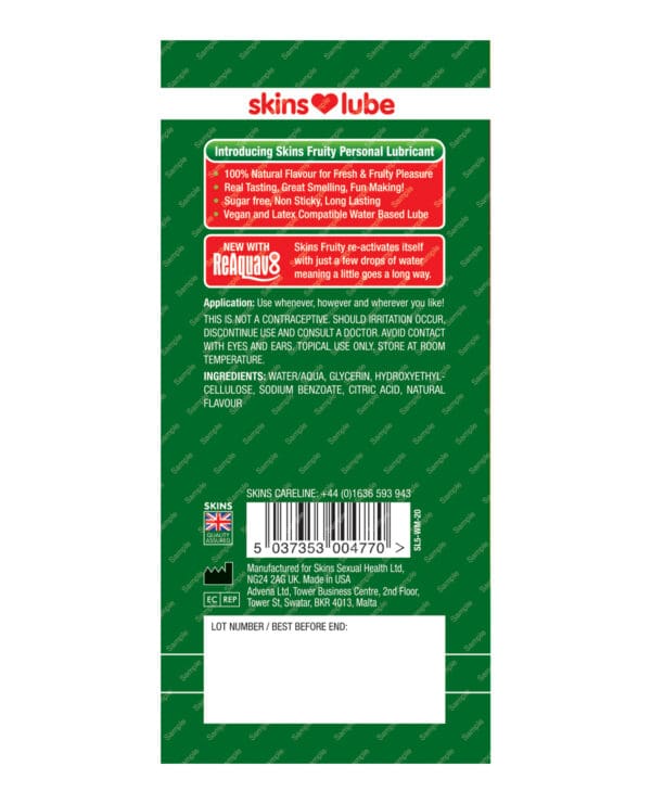 Skins Water Based Lubricant - 5 ml Foil Watermelon - Image 2