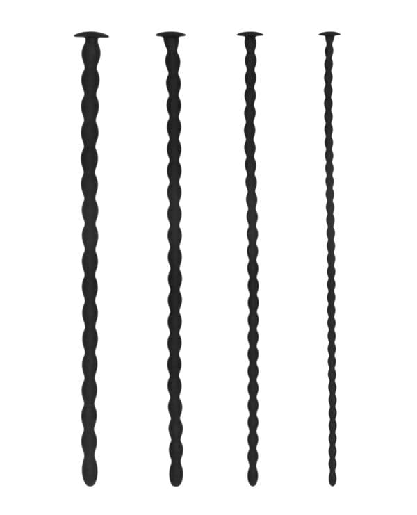 Shots Ouch Advanced Urethral Sounding Silicone Spiral Plug Set - Black - Image 3