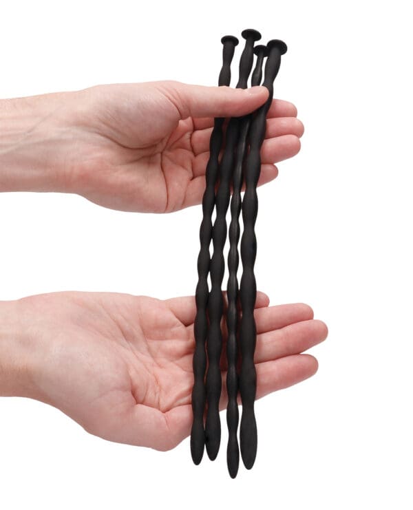 Shots Ouch Advanced Urethral Sounding Silicone Spiral Plug Set - Black - Image 4