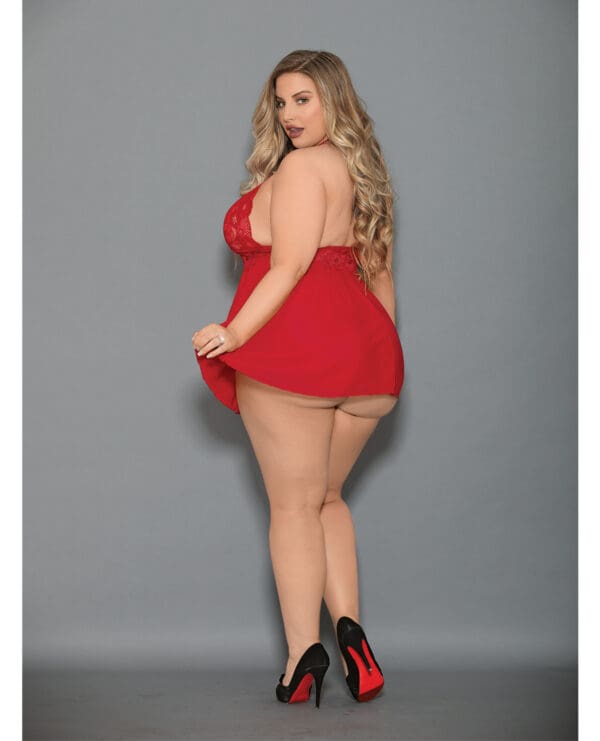 Euphoria Shorty Babydoll & Open Panty Red QN - Image 2