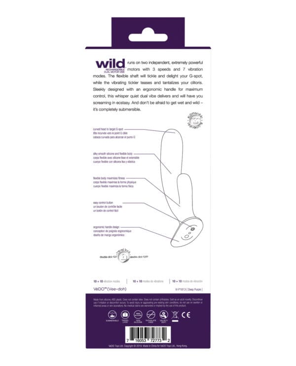 VeDO Wild Rechargeable Dual Vibe - Purple - Image 3
