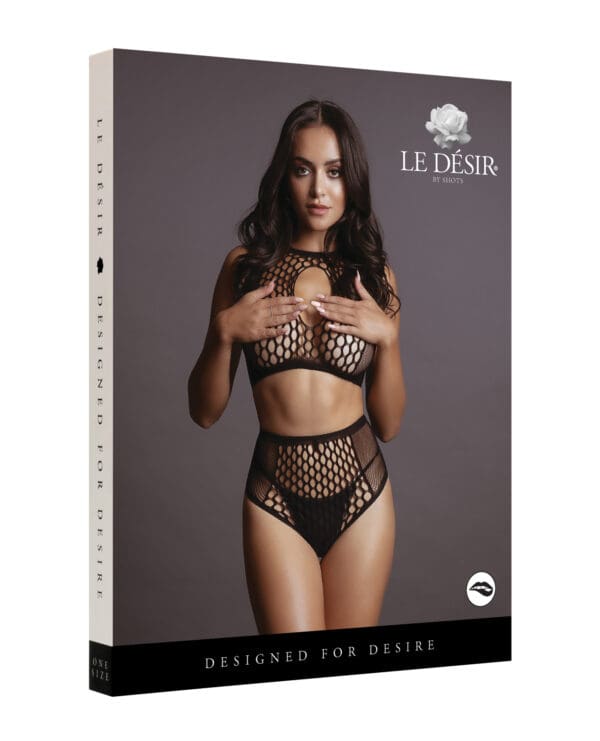 Shots Le Desir Duo Net Key Hole Bra Set Black O/S - Image 3