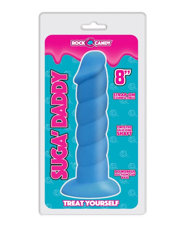 Rock Candy Suga Daddy 8" Silicone Dildo - Blue - Image 4