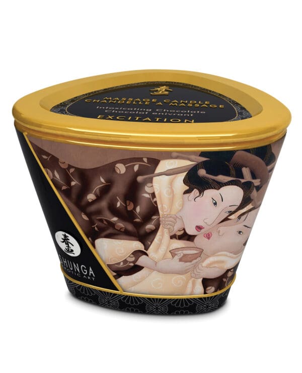 Shunga Massage Candle Excitation - 5.7 oz Intoxicating Chocolate - Image 2